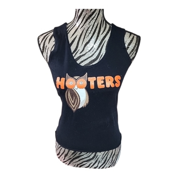 Hooters Tops - Hooters Black Tank Top with Orange Logo and Owl. Size.Medium